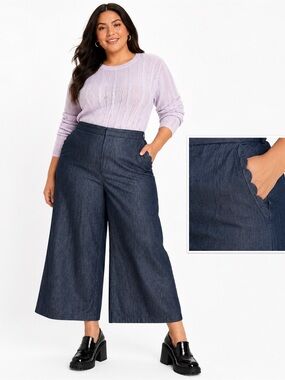 NWT Kika Vargas x Target Wide Leg Chambray Culotte Pants Plus 20W/22W